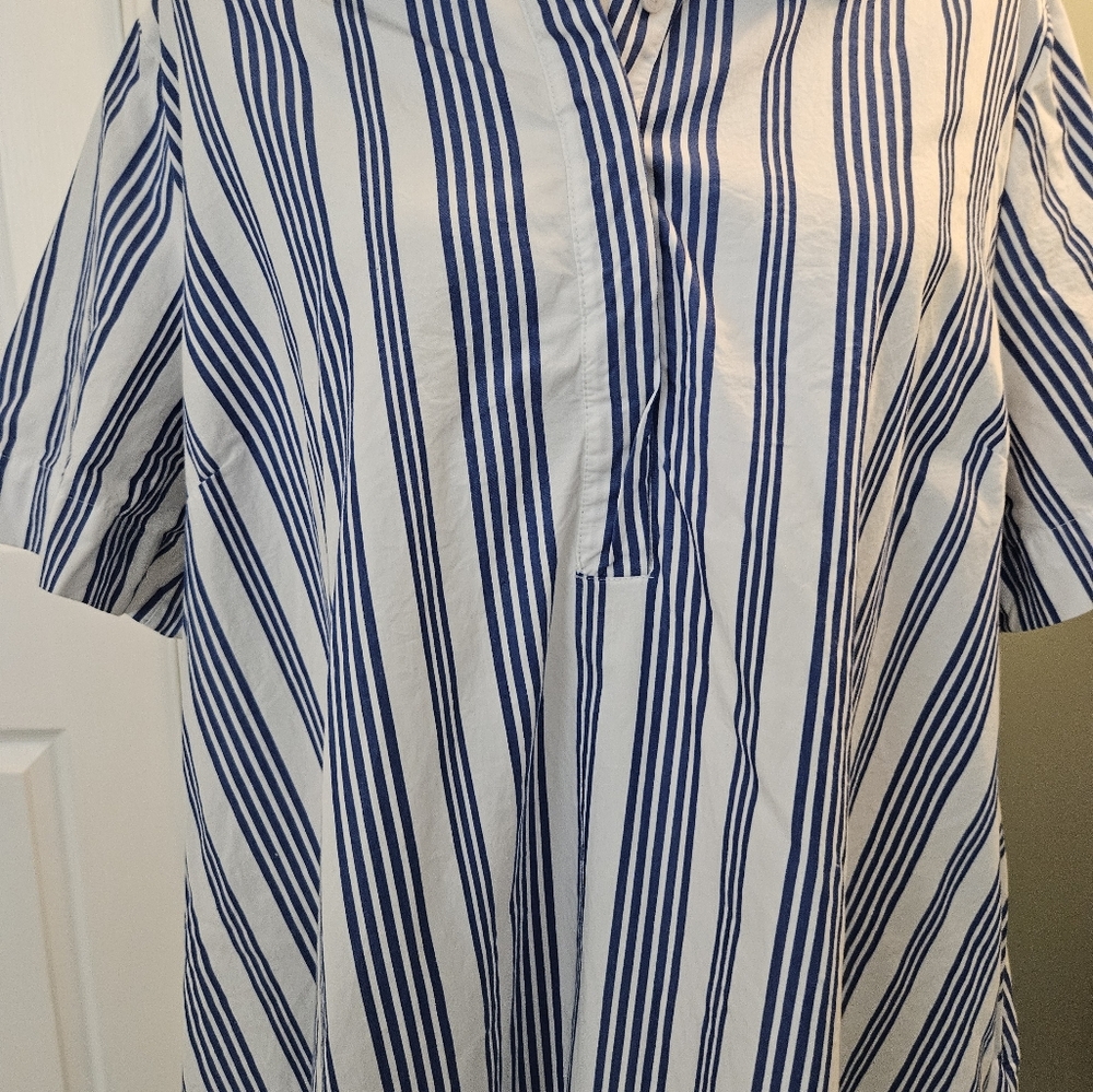 Old Navy Women's Size XL Blue and White Striped Shirt Dress with Pockets - Picture 9 of 15
